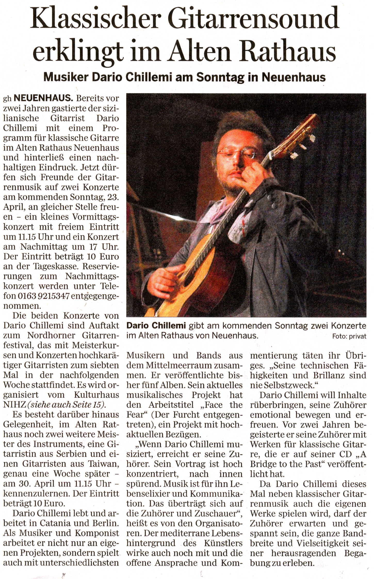 Konzertinfo Grafschafter Nachrichten 21April2017